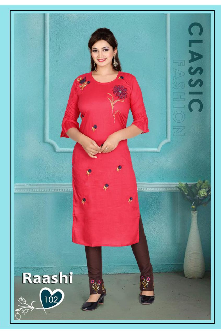 Beauty Queen Raashi Casual Wear Rayon Kurti With Bottom Latest Collection